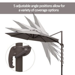 Outsunny 3M Cantilever Parasol Aluminium Garden Umbrella With Crank, Grey - thumbnail 5