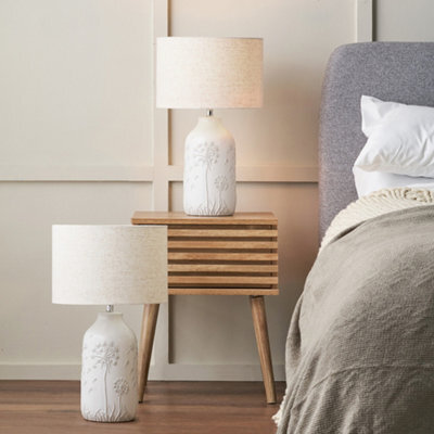 Pacific Lifestyle Set Of 2 Flora White Floral Ceramic Table Lamp - image 1