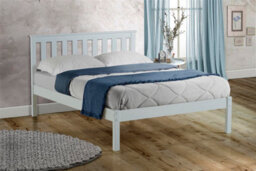 Save On Goods UK 4Ft6 Double White Painted Wood Bed Frame.wooden Shaker Style,low Footend Bedstead - thumbnail 1