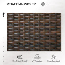 Outsunny Rattan Garden Bench W/ Glass Tea Table, Wicker Chair W/ Cushions, Brown - thumbnail 4