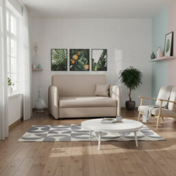 Viva Loft Ii Sofa Bed With Sleep Function Storage Container Chipboard Wooden Frame Metal Legs 127Cm Width Cappuccino - thumbnail 2
