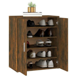 Berkfield Elegant Shoe Cabinet Smoked Oak 60X35X70 Cm Engineered Wood - thumbnail 4