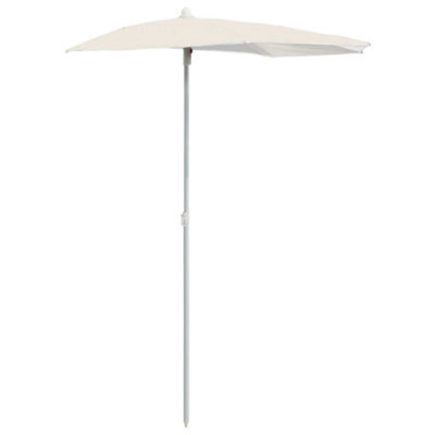 Berkfield Durable Garden Half Parasol With Pole 180X90 Cm Sand - image 1