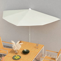 Berkfield Durable Garden Half Parasol With Pole 180X90 Cm Sand - thumbnail 2