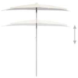 Berkfield Durable Garden Half Parasol With Pole 180X90 Cm Sand - thumbnail 4