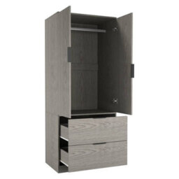 Urbn-Living Urbnliving 179Cm Height 2 Door 2 Drawer Minimalist Bedroom Cedar Grey Wardrobe Storage & Hanging Rail - thumbnail 4