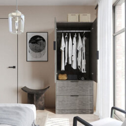 Urbn-Living Urbnliving 179Cm Height 2 Door 2 Drawer Minimalist Bedroom Cedar Grey Wardrobe Storage & Hanging Rail - thumbnail 3