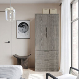 Urbn-Living Urbnliving 179Cm Height 2 Door 2 Drawer Minimalist Bedroom Cedar Grey Wardrobe Storage & Hanging Rail - thumbnail 2