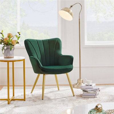 Yaheetech Green Upholstered Velvet Armchair With Wing Side - image 1