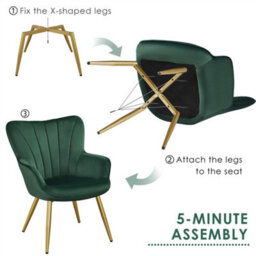 Yaheetech Green Upholstered Velvet Armchair With Wing Side - thumbnail 6