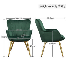 Yaheetech Green Upholstered Velvet Armchair With Wing Side - thumbnail 3