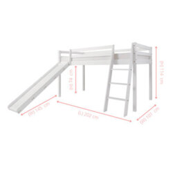 Nöa & Nani Moro Cabin Kids Solid Wood Midsleeper Bed With Slide In Classic White - thumbnail 4