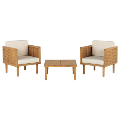 Beliani Bistro Set With Cushions Baratti Acacia Wood Brown - image 1