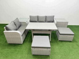 Fimous 7 Seater Pe Rattan Wicker Garden Furniture Conservatory Sofa Set 3 Seater Sofa Love Sofa 2 Big Footstool 2 Side Table - thumbnail 2