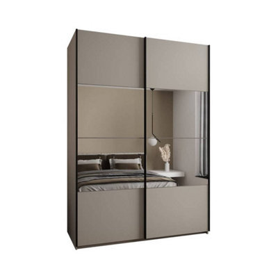 Arte Luxurious Trosa Iv Cashmere Finish Sliding Door Wardrobe H2450mm W1700mm D640mm Mirrored Doors, Ten Shelves, Hanging Rail - image 1