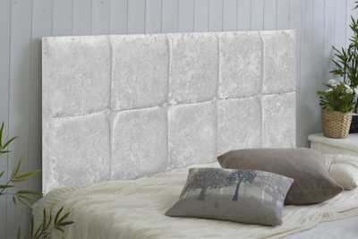 "Adore Designs Monaco Crushed Velvet 5Ft Kingsize 20"" Headboard - White"