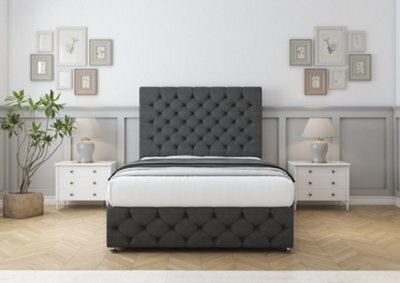 "Comfort Florida Graphite Tweed Divan Bed Base 2 Drawers Foot-End - 26"" Strutted  & 12"" Footboard 5' King" - image 1