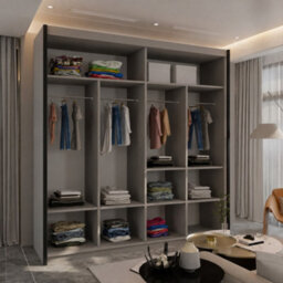 Sliding Wardrobes 4 u LTD Sliding Wardrobes 4U 2 Door Sliding Wardrobe With Led Light, Mirrored Sliding Doors, Modern Bedroom Storage - (Clay W203Cm) - thumbnail 3
