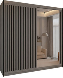Sliding Wardrobes 4 u LTD Sliding Wardrobes 4U 2 Door Sliding Wardrobe With Led Light, Mirrored Sliding Doors, Modern Bedroom Storage - (Clay W203Cm) - thumbnail 2