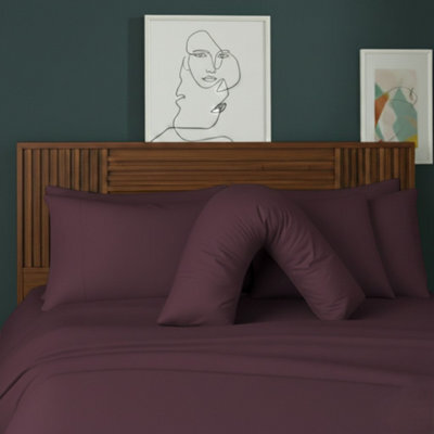 V Shape Pillowcase For Support Maternity Pillows Polycotton Easy Care Plum - image 1