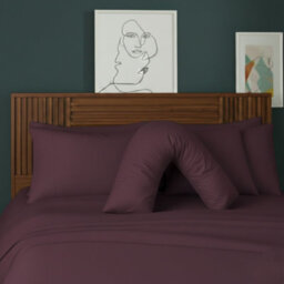 V Shape Pillowcase For Support Maternity Pillows Polycotton Easy Care Plum - thumbnail 1