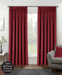 Luxury Enhanced Living Red Velvet, Supersoft, 100% Blackout, Thermal Curtains With Tape Top (Pair) - 66 X 90 Inch (168X229Cm)