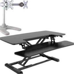 Loops Height Adjustable Sit-Stand Desk Converter With Dual Monitor Bracket Set For Ergonomic Workspace - thumbnail 1