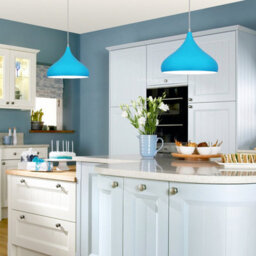 Long Life Lamps Company Modern Ceiling Pendant Light Blue Metal Dome Lamp Shade M0077 - thumbnail 6