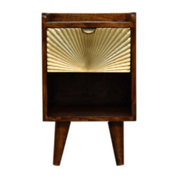 Wyld Haus Bolzano Art Deco Mini Bedside Table, Mango Wood, 1 Drawer With Brass-Plated Front - thumbnail 2