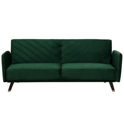 Beliani Sofa Bed 3 Seater Senja Velvet Emerald Green - image 1