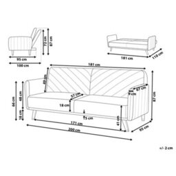 Beliani Sofa Bed 3 Seater Senja Velvet Emerald Green - thumbnail 3