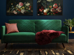 Beliani Sofa Bed 3 Seater Senja Velvet Emerald Green - thumbnail 2