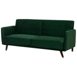 Beliani Sofa Bed 3 Seater Senja Velvet Emerald Green - thumbnail 4