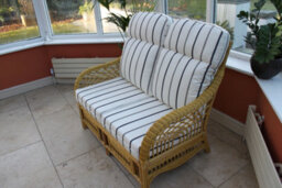 Garden Market Place Gardenmarketplace Portofino Cane Conservatory Furniture 3 Piece Suite - 2 Chairs And A Sofa- Striped Fabric - thumbnail 4