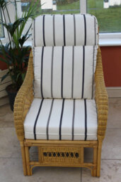 Garden Market Place Gardenmarketplace Portofino Cane Conservatory Furniture 3 Piece Suite - 2 Chairs And A Sofa- Striped Fabric - thumbnail 7