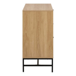 Wyld Haus Bjork Wide 3-Drawer Chest In Natural Oak Effect With Matt Black Base - thumbnail 5