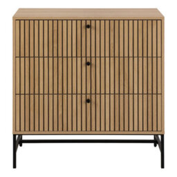 Wyld Haus Bjork Wide 3-Drawer Chest In Natural Oak Effect With Matt Black Base - thumbnail 4