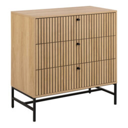 Wyld Haus Bjork Wide 3-Drawer Chest In Natural Oak Effect With Matt Black Base - thumbnail 3