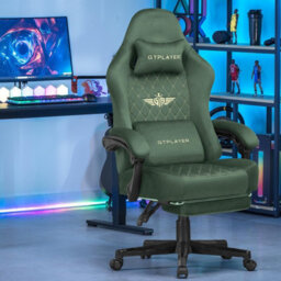Gtplayer Fabric Gaming Chair, Ergonomic Computer Chair With Footrest And Lumbar Support Height Adjustable Home Office Chair, Green - thumbnail 2