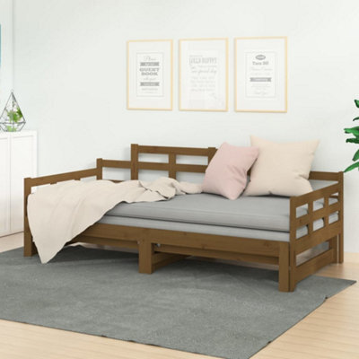 Berkfield Pull-Out Day Bed Honey Brown Solid Wood Pine 2X(90X190) Cm - image 1