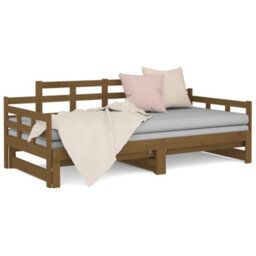 Berkfield Pull-Out Day Bed Honey Brown Solid Wood Pine 2X(90X190) Cm - thumbnail 5