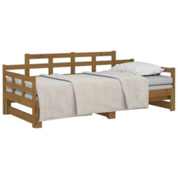 Berkfield Pull-Out Day Bed Honey Brown Solid Wood Pine 2X(90X190) Cm - thumbnail 3