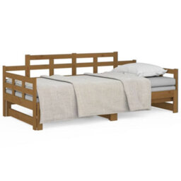 Berkfield Pull-Out Day Bed Honey Brown Solid Wood Pine 2X(90X190) Cm - thumbnail 2