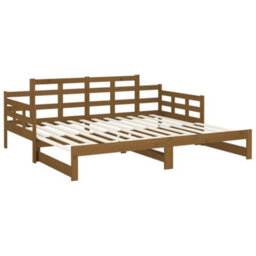 Berkfield Pull-Out Day Bed Honey Brown Solid Wood Pine 2X(90X190) Cm - thumbnail 9