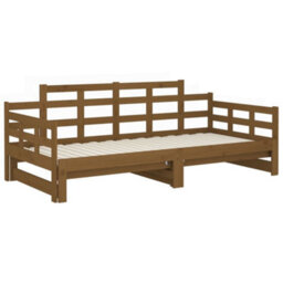 Berkfield Pull-Out Day Bed Honey Brown Solid Wood Pine 2X(90X190) Cm - thumbnail 8