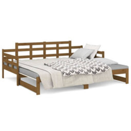 Berkfield Pull-Out Day Bed Honey Brown Solid Wood Pine 2X(90X190) Cm - thumbnail 7