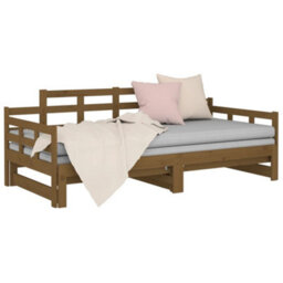 Berkfield Pull-Out Day Bed Honey Brown Solid Wood Pine 2X(90X190) Cm - thumbnail 6