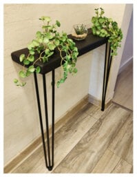Moderix Rustic Console Table 225mm Hairpin 3R 860mm Black Ash Length Of 140Cm - thumbnail 2