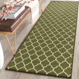 Smart Living Heavy Duty Machine Washable Runner For Hallway, Kitchen Non Slip Floor Mats, Door Mat 67Cm X 220Cm - Green Cream