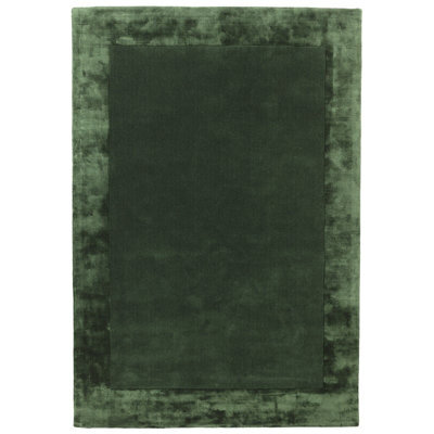 Handmade Modern Rug, Green Rug For Bedroom, & Living Room Rug, Bordered Wool Rug, Luxurious Plain Rug-80Cm X 150Cm - image 1